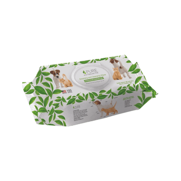 Pure and Natural Pet Grooming Wipes for Cats and Dogs, Fragrance Free, 100 Ct